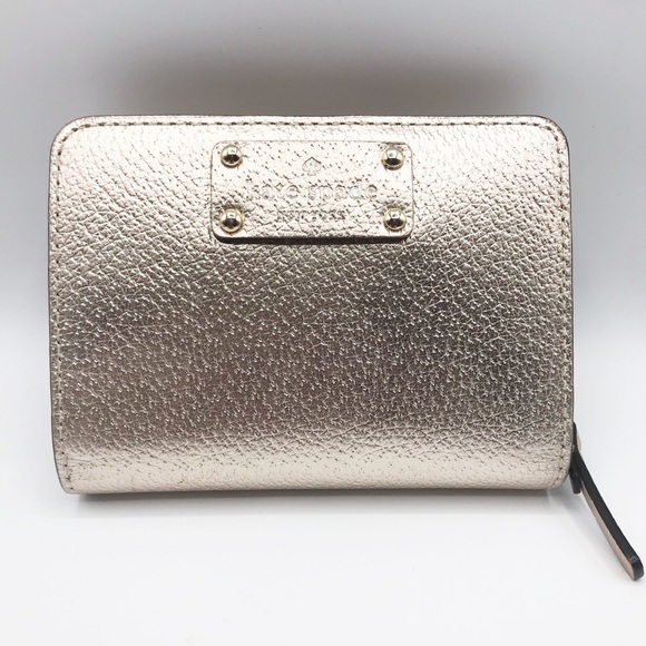 kate spade Handbags - Kate Spade Metallic Gold Zipper Wallet